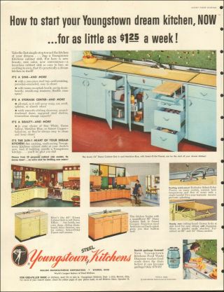 1955 Vintage Ad For Youngstown Kitchens`retro Cabinets Drawers Photo