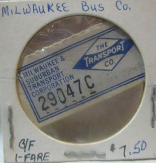 Transport Ticket,  Milwaukee Bus Company