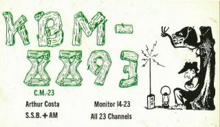 Vintage Cb Radio Qsl Postcard " Kbm - 8893 " Westport,  Mass Arthur Costa Woodchuck