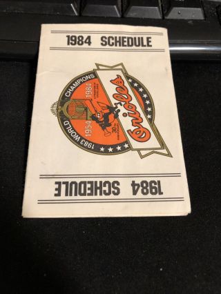 1984 Baltimore Orioles Baseball Pocket Schedule World Champions Version