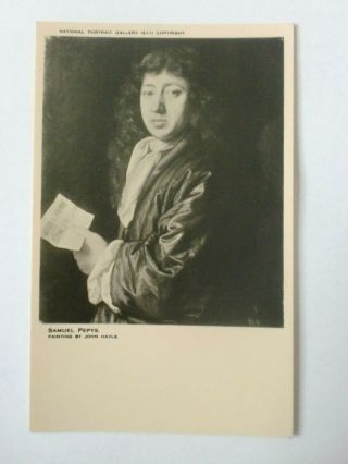 Samuel Pepys John Hayls Vintage National Portrait Gallery Information Postcard