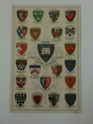 Arms Of Oxford University Colleges Vintage Heraldic Postcard