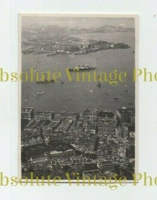 Old Hongkong Photograph Hong Kong Harbour From The Peak Vintage C.  1930