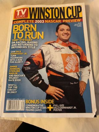 Tony Stewart Tv Guide 2003 Nascar Winston Cup Preview Earnhardt Poster Cards