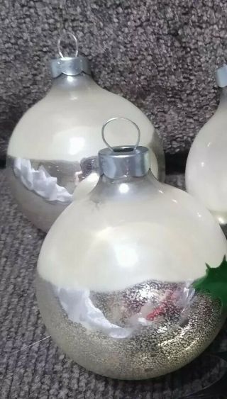 Vintage Christmas Ornaments Rauch Mercury Glass Balls Silver Usa 2