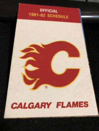 1981 - 82 Calgary Flames Hockey Pocket Schedule Work Wear House Version
