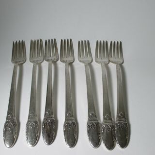 Vintage First Love 1847 Rogers Bros Is Silverplate 7 5/8 " Dinner Forks Set Of 7