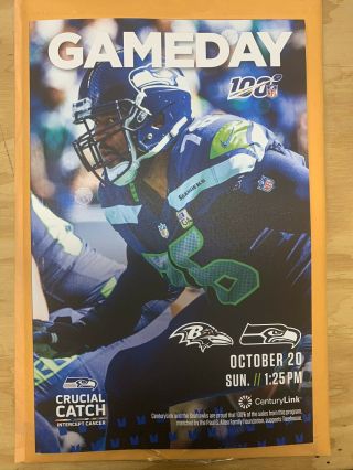 Baltimore Ravens Seattle Seahawks Gameday Program Lamar Jackson 10/20/2019