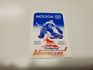 Rs20 Calgary Wranglers 1983/84 Minor Hockey Pocket Schedule - Molson