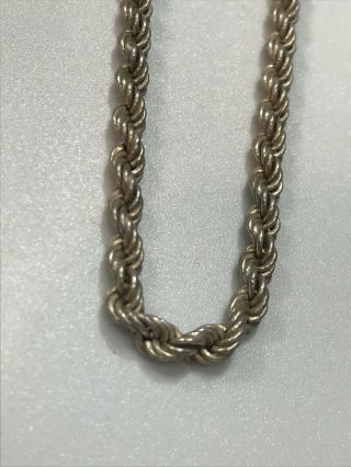 Vintage Sterling Silver Hallmarked Rope Chain 18 " - Charity
