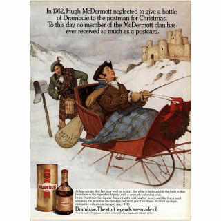 1988 Drambuie: Hugh Mcdermott Sleigh Vintage Print Ad