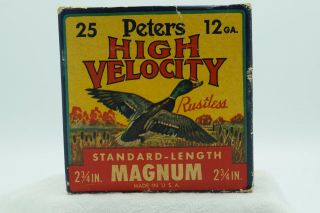 Vintage Peters High Velocity 12 Ga Shotgun 2 3/4 " Shell Ammo Box