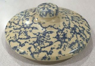 Vintage Roseville Usa Robinson Ransbottom Pottery Blue Spongeware Lid Only