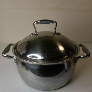 Vtg Belgique Tools Of The Trade 4 Qt Stainless Steel Dbl Handle Stock Pot & Lid