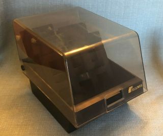Vtg Fellowes 5.  25 " Floppy Diskette Filing Tray/storage Box - Smoke Lid - Holds 60