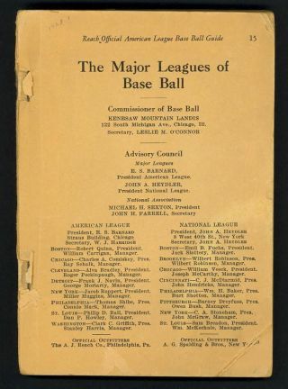 Rare 1928 Reach Official American League Baseball Guide Book No Cover
