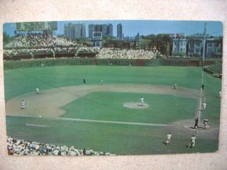 Chicago,  Ill 1950s Postcard Wrigley Field Baseball Game In Progress