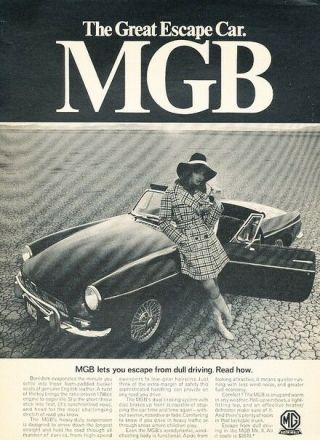 1969 1968 Mg Mgb Convertible Advertisement Print Art Car Ad Pe6