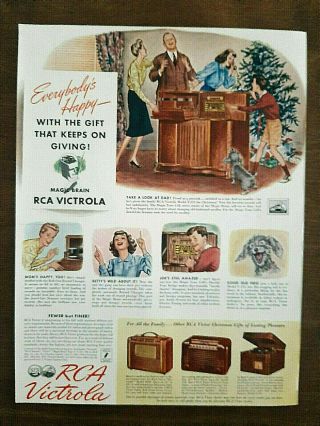 Vintage 1941 Print Ad For Rca Victrola - " Everybody 