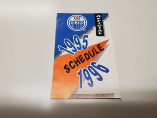 Rs20 Edmonton Oilers 1995/96 Nhl Hockey Pocket Schedule - Molson