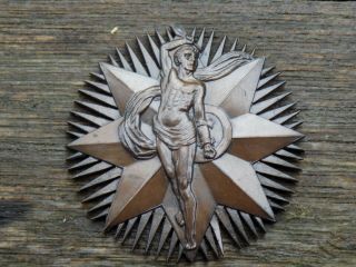 Vintage Solid Bronze 1953 The Star Football Championship Gb Referee Medal Badge