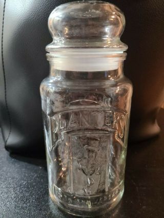 Vintage 1981 75th Anniversary Planters Mr.  Peanut Glass Jar With Lid.