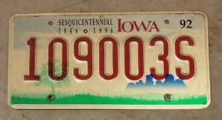 99 Cent 1992 Iowa Sesquicentennial License Plate 109003s