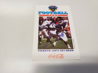 Js15 University Of Maine 1992 Football Pocket Schedule Card - Coca Cola