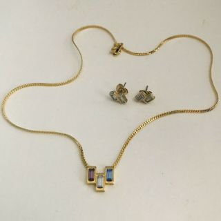 Vintage Avon Necklace And Earrings Set GOLDTONE J106 3