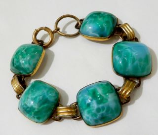 Vintage Art Deco Peking Art Glass Link Bracelet