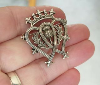 Vintage Jewellery Scottish Celtic Sweetheart Luckenbooth Silver Brooch Shawl Pin