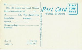 Vintage CB Radio QSL Postcard 