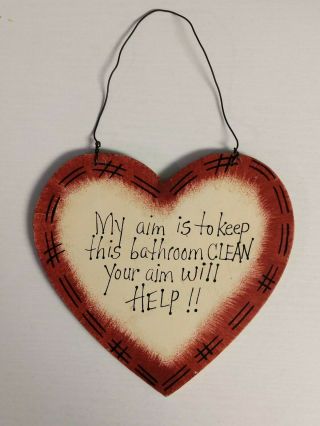 Vintage Wood Heart - Shaped Bathroom Decor Humor