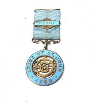 A Vintage C1955 Sterling Silver Enamelled Lodge Of St.  John Masonic Medal 25201 2