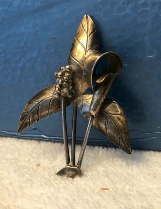 Vintage Sterling Silver Jack In The Pulpit Broach Pin 11.  0 Gms