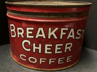 Vintage Breakfast Cheer Coffee Tin 1 Lb Key Wind Can