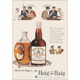 1950 Haig & Haig: When You Order Scotch By The Bottle Vintage Print Ad