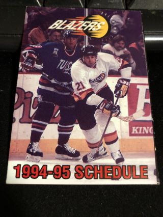 1994 - 95 Oklahoma City Blazers Hockey Pocket Schedule Marriott Version 21