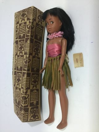 Vintage Hard Plastic Lanakila Crafts Miss Hawaii Doll Souvenir Hula Girl 12” Mib