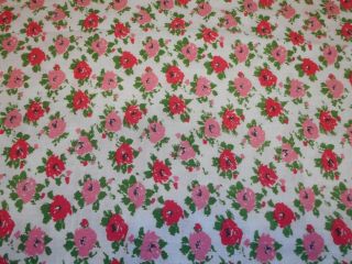 Vintage Full Feedsack Fabric: Pink Flowers On White,  Cotton Fabric