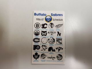 Rs20 Buffalo Sabres 1986/87 Nhl Hockey Pocket Schedule - Tim Hortons