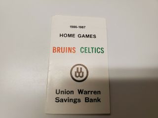 Rs20 Boston Bruins/celtics 1986/87 Nhl/nba Pocket Schedule - Union Warren