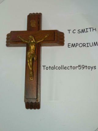 Vtg 1960’s Catholic Rites Wall Cross Home Altar Shrine 13” Crucifix Call Candles