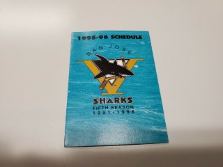 Rs20 San Jose Sharks 1995/96 Nhl Hockey Pocket Schedule - Miller Draft