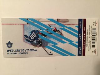 Toronto Maple Leafs Vs Ottawa Senators January 10,  2018 Ticket Stub