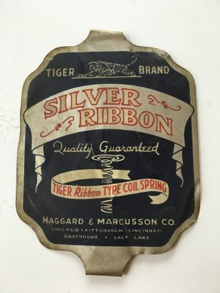 Vintage Metal Ad Tiger Brand Silver Ribbon Coil Spring Haggard & Marcusson Co.