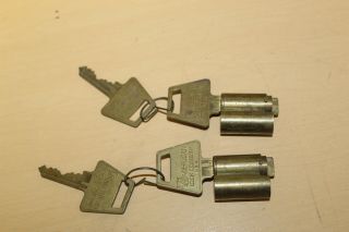 2 Vintage Brass Cylinder Locks With Keys - American Lock Co