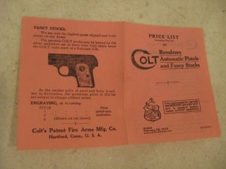 Colt Feb.  25 1919 Revolvers Automatic Pistols Fancy Stocks Price List,  War Tax