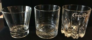 Vintage Crown Royal Rocks Glasses Set Of 3 Different Glasses Italy