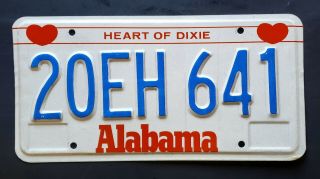 Alabama Heart Of Dixie 90s Al Classic License Plate 20eh 641
